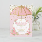 Roze paraplu aprilbuien brengen mayflower kaart (Staand voorkant)