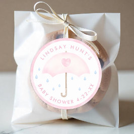 Roze Paraplu Baby shower Favoriet Sticker