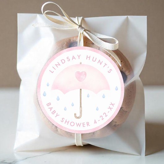 Roze Paraplu Baby shower Favoriet Sticker