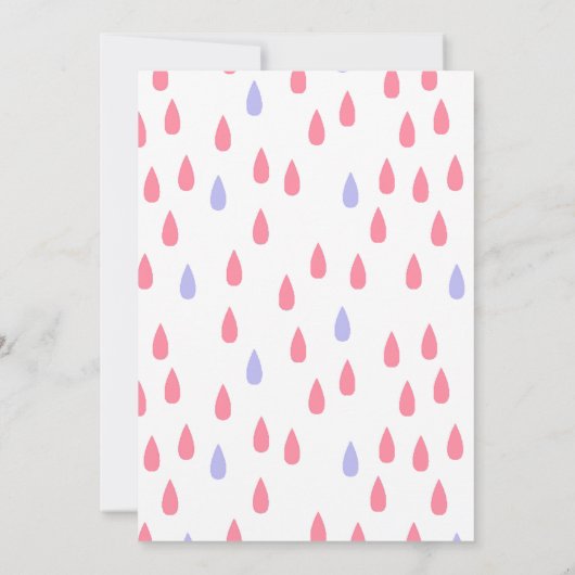 Roze Paraplu Baby shower Invitation Kaart (Achterkant)