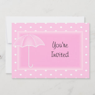 Roze Paraplu Baby shower Invitation Kaart