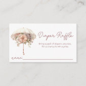 Roze  Paraplu Baby shower Luier Raffle Informatiekaartje (Voorkant)