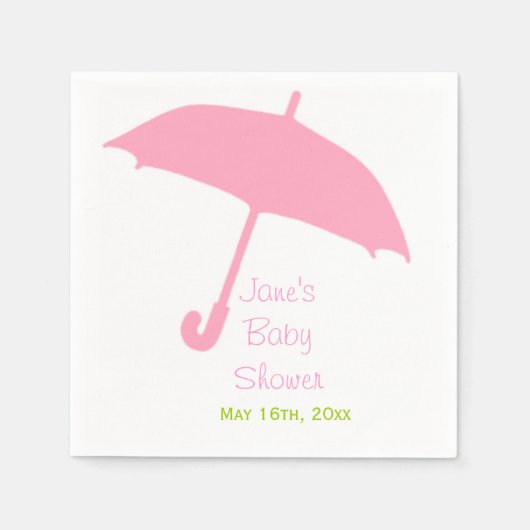 Roze paraplu Baby shower servetten (Voorkant)