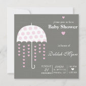 Roze paraplu Baby shower Uitnodigen Kaart (Voorkant)
