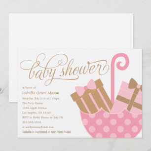 roze paraplu Baby shower uitnodigen Kaart
