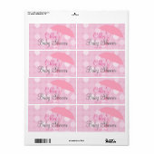Roze Paraplu Baby shower Waterflesetiketten Etiket (Full Sheet)