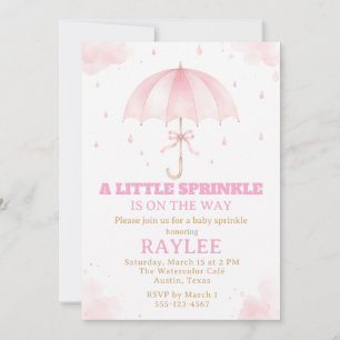 Roze Paraplu Baby Sprinkle Uitnodiging