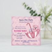 Roze Paraplu Beer - Uitnodiging (Staand voorkant)