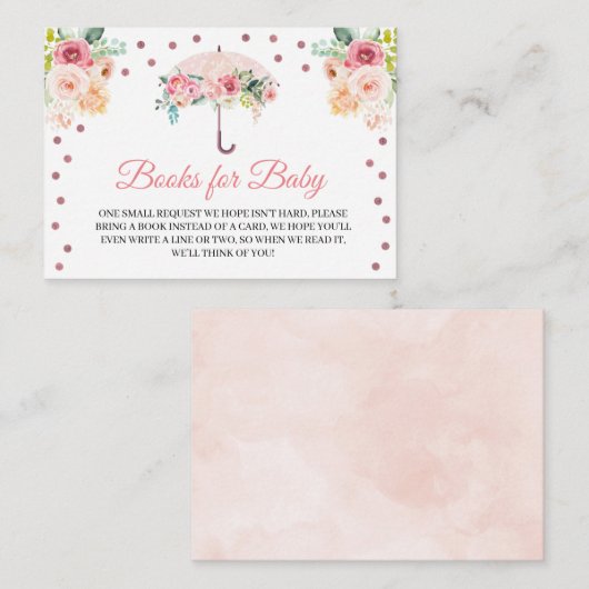 Roze paraplu-boeken voor Baby-afsluitkaart Informatiekaartje (Voorkant / Achterkant)
