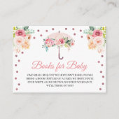 Roze paraplu-boeken voor Baby-afsluitkaart Informatiekaartje (Voorkant)