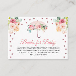 Roze paraplu-boeken voor Baby-afsluitkaart Informatiekaartje