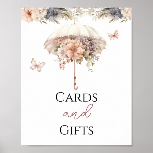 Roze  Paraplu Douche Kaarten en geschenken Poster (Voorkant)