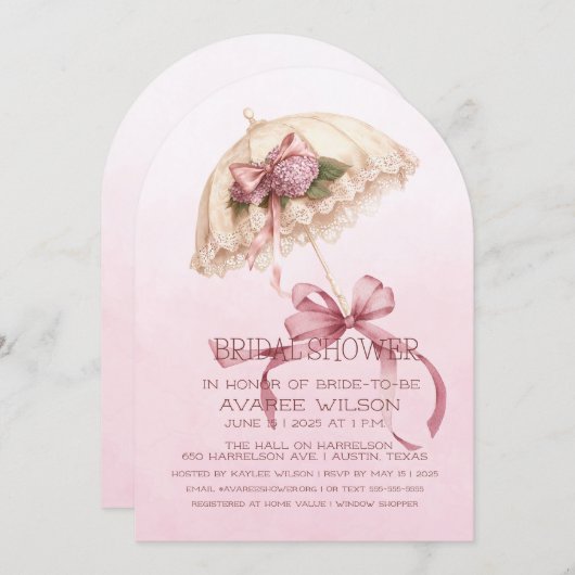 Roze paraplu en linten Vrijgezellenfeest Kaart (Voorkant / Achterkant)