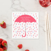 Roze paraplu en regen Baby shower papieren servett Servetten (Insitu)