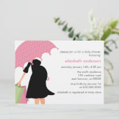 roze paraplu mam om meisje Baby shower te zijn Kaart (Staand voorkant)