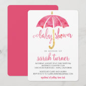 Roze Paraplu Meisje Baby Douche Uitnodigingen (Voorkant / Achterkant)