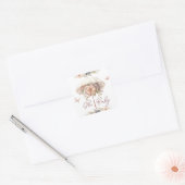 Roze  paraplu meisje Baby shower plein Vierkante Sticker (Envelop)