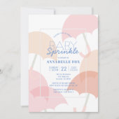 Roze Paraplu Meisje Baby Sprinkle Shower Kaart (Voorkant)