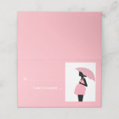 Roze Paraplu Stippen Baby Shower Tafelkaart Plaatskaartje (Buitenkant ongevouwen)