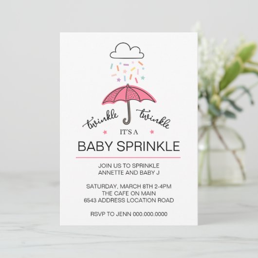 Roze paraplu twinkle baby sprinkhaan downloaden kaart (Staand voorkant)
