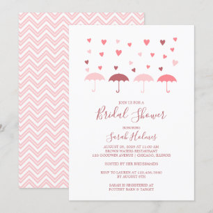 Roze paraplu's en harten Vrijgezellenfeest Kaart