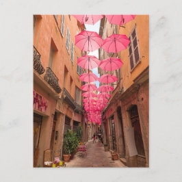 Roze paraplu's in het Franse Grasse Riviera in Fra Briefkaart
