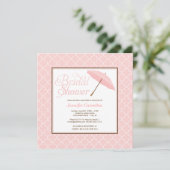  Roze Parasol Bridal Shower Kaart (Staand voorkant)