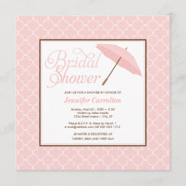 Roze Parasol Bridal Shower Kaart