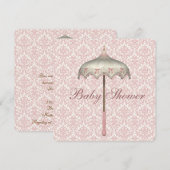 Roze Parasol Paraplu Baby Girl Douche Kaart (Voorkant / Achterkant)