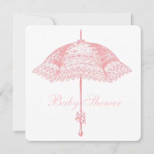 Roze parasol paraplu baby meisje douche kaart (Voorkant)