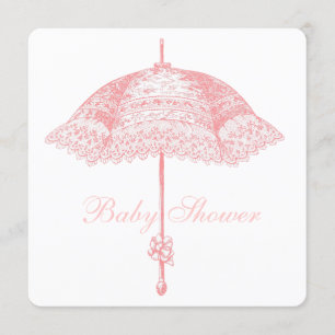 Roze parasol paraplu baby meisje douche kaart