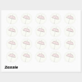 Roze Parasol Ronde Sticker (Vel)