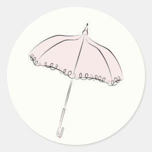 Roze Parasol Ronde Sticker