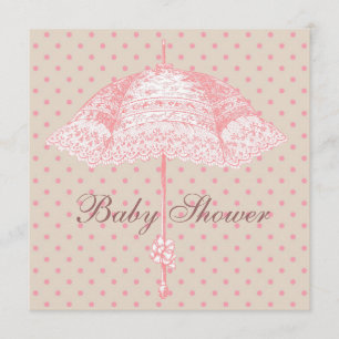 Roze Parasol Umbrella Baby Girl Shower Kaart