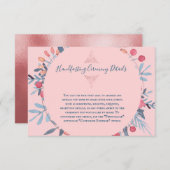 Roze Parel Aquarel Bloemendetails Kaart (Voorkant / Achterkant)