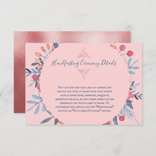 Roze Parel Aquarel Bloemendetails Kaart (Voorkant / Achterkant)