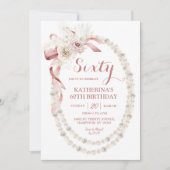 Roze Parel Boho Verjaardagsfeest Uitnodiging (Voorkant)