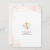 Roze Parel Bow Coquette Meisje Eerste Heilige Comm Kaart (Achterkant)