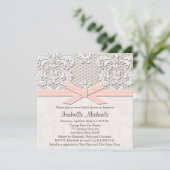 Roze Parel en Kant Bruids Douche Uitnodigingen (Staand voorkant)