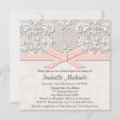 Roze Parel en Kant Bruids Douche Uitnodigingen (Voorkant)