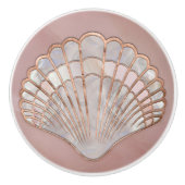 Roze Parel en Roze Gouden Schelp Keramische Knop (Voorkant)