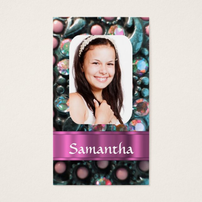 Roze parel fotosjabloon visitekaartjes (Voorkant)