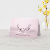 Roze parel in de zeeschok Mam's verjaardag Kaart (Gele Bloem)