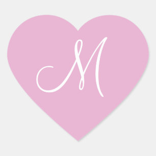 Roze parel je eigen monogram bruiloft hart sticker