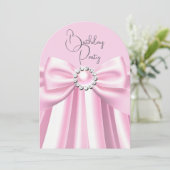  Roze Parel Jewel Bow Verjaardagsfeest Kaart (Staand voorkant)