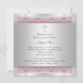 Roze Parel Kruis Baby Meisje Doop Doop Doop Kaart (Achterkant)