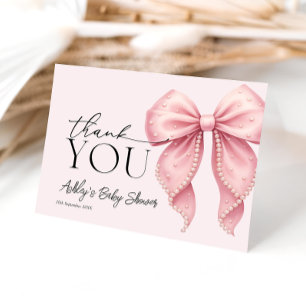 Roze Parel Lint Baby Shower Bedankkaart