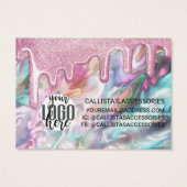 Roze Parel Opal Glitter Drips Lage Oorbel Logo Visitekaartje (Achterkant)