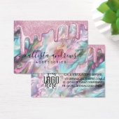Roze Parel Opal Glitter Drips Lage Oorbel Logo Visitekaartje (Bureau)