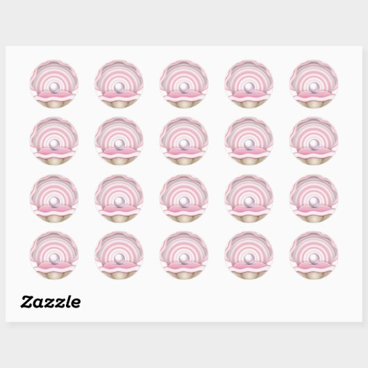 Roze Parel Oyster Ronde Sticker (Vel)